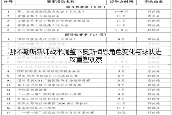 那不勒斯新帅战术调整下奥斯梅恩角色变化与球队进攻重塑观察